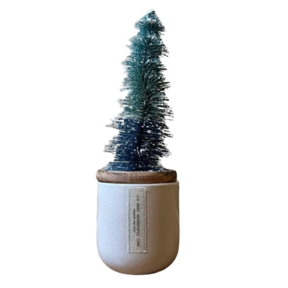 Anthropologie Frosted Bottle Brush Tree Candle